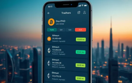 RAKBANK mobile app showcasing AED-based Bitcoin and Ethereum trading in UAE