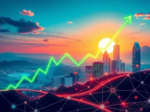 A vibrant chart illustrating RAY token's remarkable 578% crypto surge, driven by significant institutional adoption and new product launches.