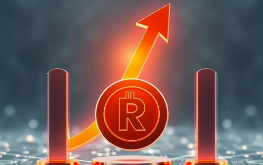 Render Token (RENDER) price chart showing consolidation between $2.70 and $5.50, with an upward arrow indicating a potential breakout.