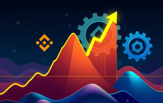 A vibrant chart showing a RESOLV crypto price surge, with Binance logo and a fee switch mechanism icon in the background, symbolizing the impact of tokenomics innovation.