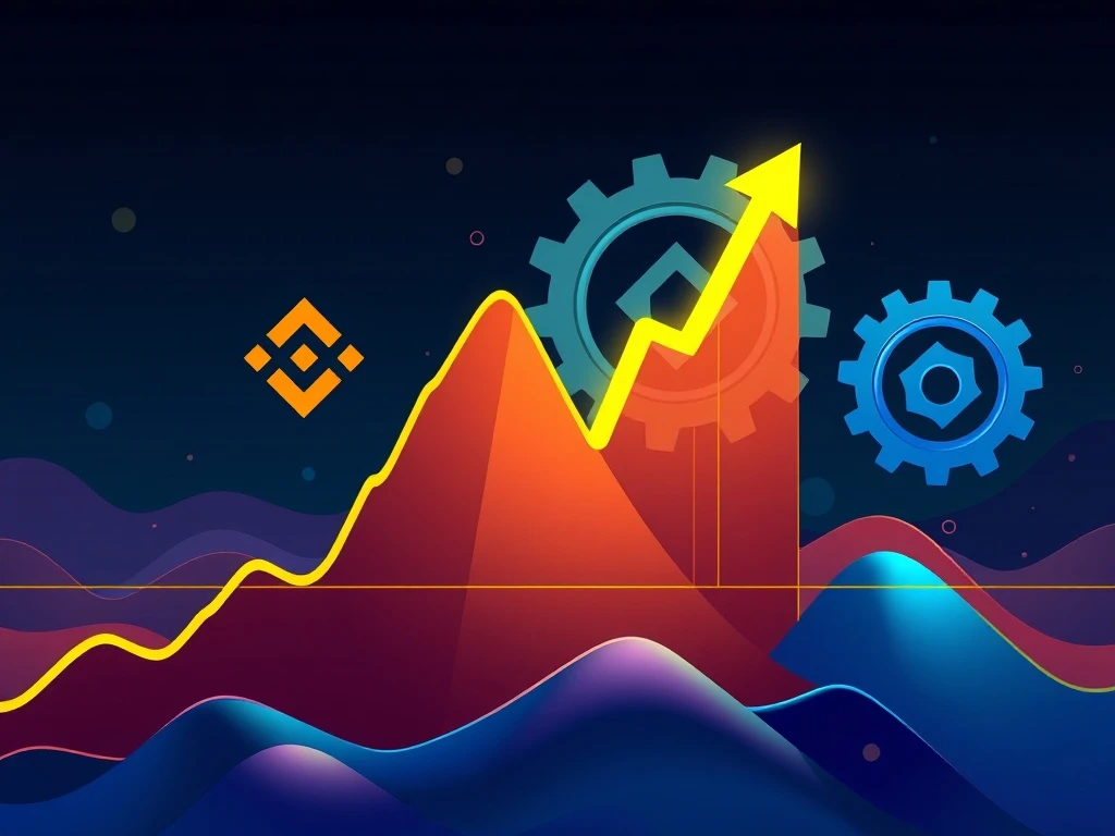A vibrant chart showing a RESOLV crypto price surge, with Binance logo and a fee switch mechanism icon in the background, symbolizing the impact of tokenomics innovation.
