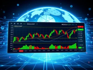 A screen displaying the RESOLVUSDT chart with technical indicators, illustrating a 24-hour Resolv price analysis and market trends.