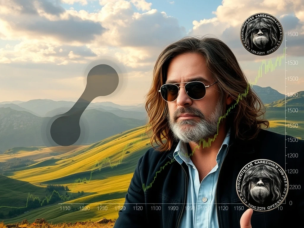 Ripple CTO David Schwartz confessing to a past deception, with a visual representation of a surging Ozzy Osbourne meme coin in the background, symbolizing its explosive growth.