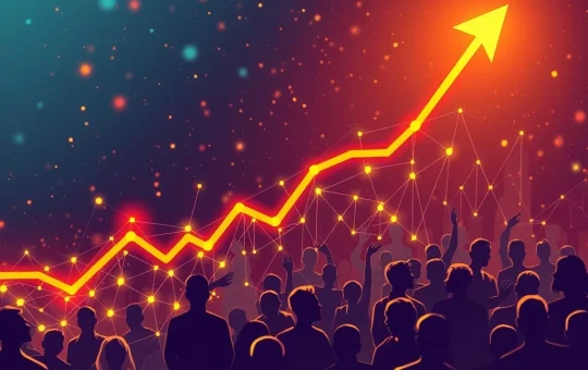A vibrant chart illustrating SAHARA crypto's remarkable growth, symbolizing the impact of its recent network upgrade and community expansion.