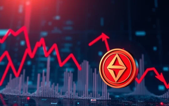 A chart illustrating the dramatic SANTOS token price plunge, emphasizing market volatility and investor caution.