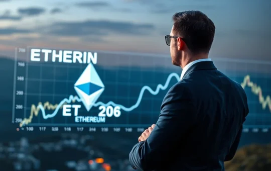 SharpLink Gaming executive stands before a screen displaying their significant ETH holdings, highlighting their strategic Ethereum treasury growth.