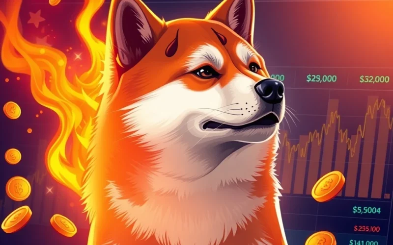 Shiba Inu token burn rate surges with fiery SHIB tokens in the background