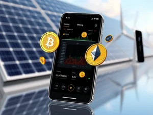 Smartphone displaying Invro Mining app for cloud mining passive crypto income