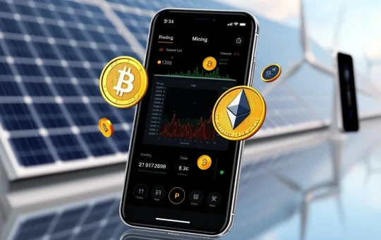Smartphone displaying Invro Mining app for cloud mining passive crypto income