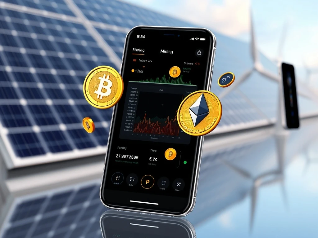 Smartphone displaying Invro Mining app for cloud mining passive crypto income