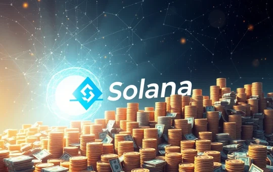 A digital representation of a significant crypto investment flowing into the Solana ecosystem, symbolizing Accelerate's $1.51 billion Solana fund raise.