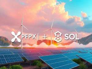 Green cloud mining facility powered by solar and wind energy for passive income with XRP and SOL