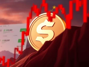 A chart showing Solana price dropping, with 'long liquidations' text, highlighting the recent crypto correction.