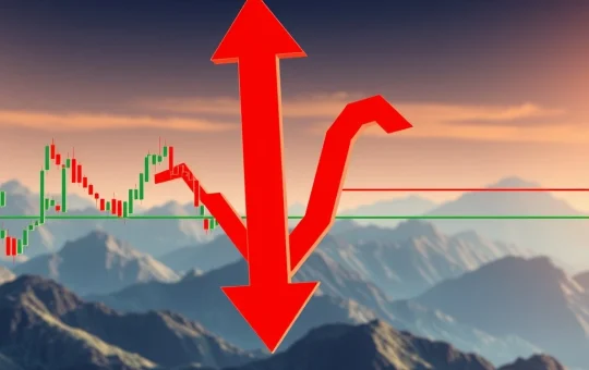 Solana price chart showing a significant dip, with technical indicators pointing to critical support levels for SOL.