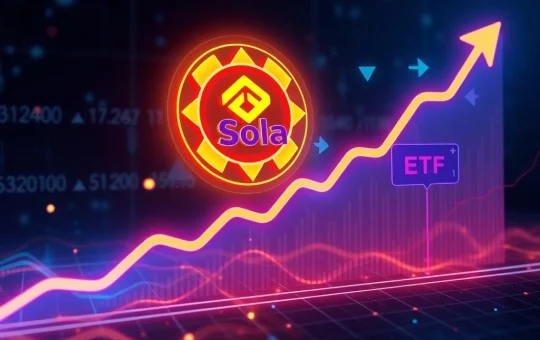 REX-Osprey Solana Staking ETF chart showing rapid growth and $100M AUM, symbolizing its success in distributing 100% staking rewards.