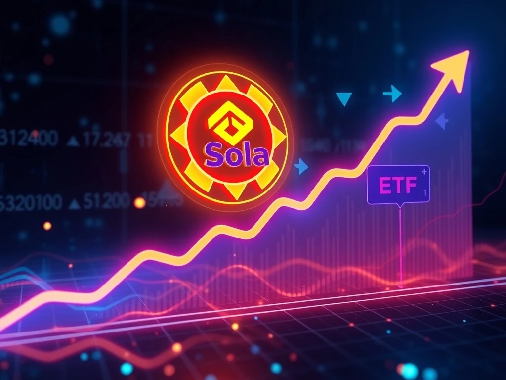 REX-Osprey Solana Staking ETF chart showing rapid growth and $100M AUM, symbolizing its success in distributing 100% staking rewards.