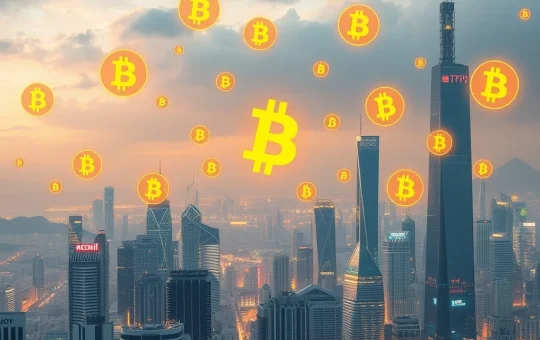 South Korea warns about high-leverage crypto lending risks with digital currency symbols.
