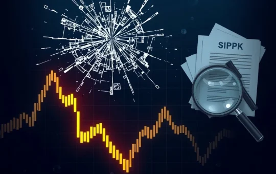 A shattered crypto chart illustrates the alarming SPK price drop amidst regulatory scrutiny and market volatility.