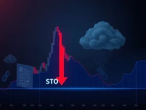A digital chart showing a dramatic price drop for STO, symbolizing market volatility and regulatory scrutiny.