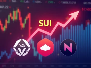 SUI cryptocurrency surpassing AVAX and NEAR in trading volume