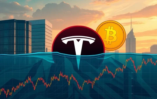 A visual metaphor for Tesla's Bitcoin strategy, highlighting the significant Bitcoin investment risks for corporate crypto holdings.