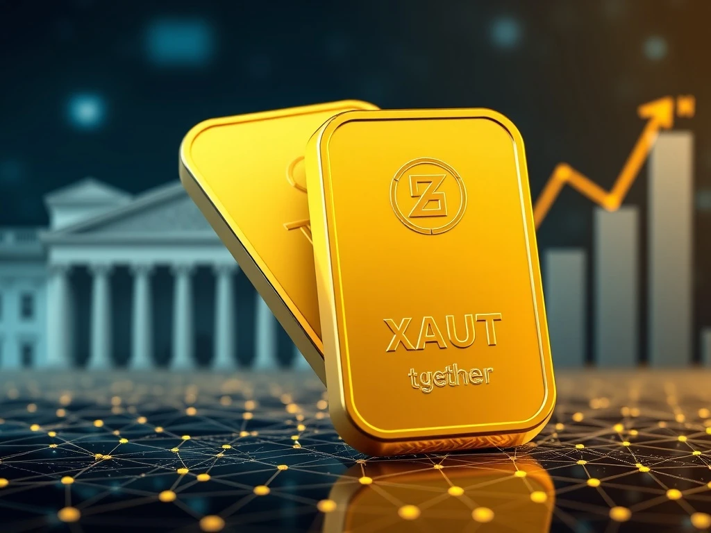 Tether Gold (XAUt) bar representing its explosive surge driven by central bank gold demand and ETF inflows.