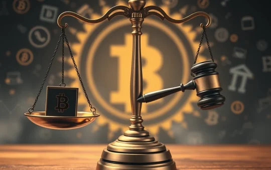 A depiction of the intense Tornado Cash trial, showing Roman Storm's legal defense fund fighting for DeFi privacy.