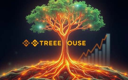A digital tree symbolizing the Treehouse crypto project growing from a blockchain network, highlighting early-stage crypto investment opportunities on Binance Alpha.