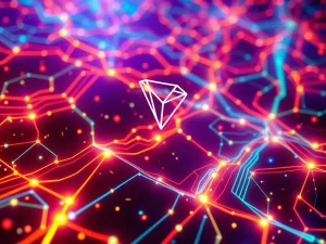 Tron's Gas-Free feature significantly reducing blockchain fees, represented by efficient, frictionless data flow.