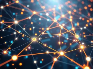 A dynamic visualization of the TRON Network showcasing its impressive transaction volume and stablecoin growth, highlighting its robust blockchain infrastructure.