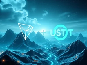 Tron and USDT logos symbolizing cryptocurrency growth and Nasdaq listing success