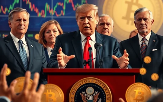Trump advocating for congressional stock trading ban with financial charts in background