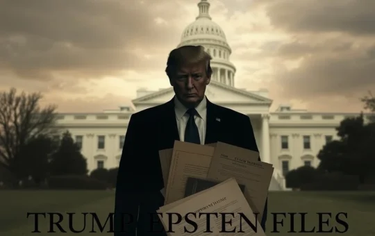 Donald Trump's name appearing in Jeffrey Epstein files amidst a backdrop of legal documents, highlighting the ongoing Trump Epstein Files controversy.
