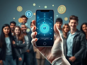 Illustrates the high-risk nature of unbacked crypto loans verified by iris scans, highlighting financial inclusion challenges.