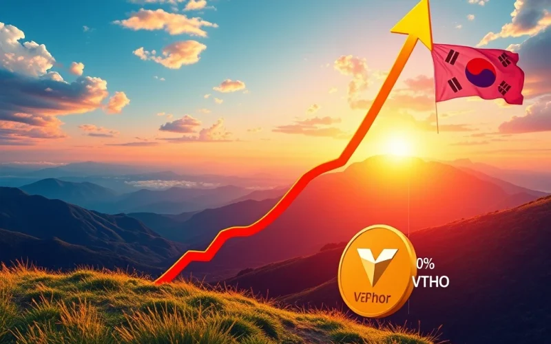 Chart showing an explosive VTHO price surge on a crypto exchange screen, highlighting the impact of the UPBIT VTHO listing.
