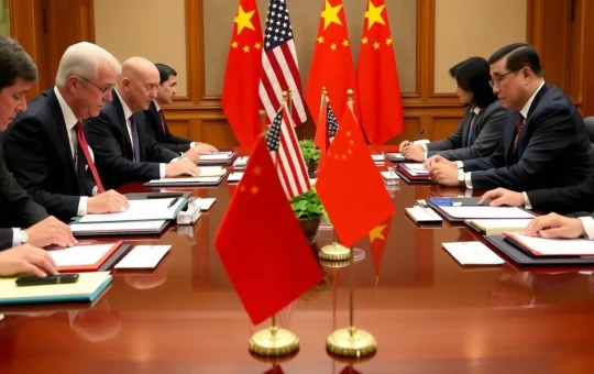 U.S.-China tariff truce negotiations in a formal meeting setting