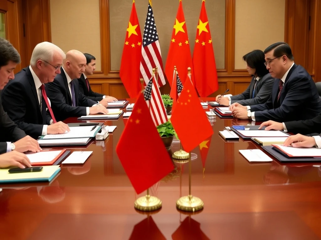 U.S.-China tariff truce negotiations in a formal meeting setting