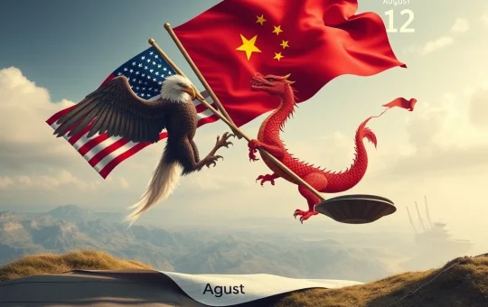 Visualizing the strategic pause in US-China Tariffs, showing economic negotiations and the temporary extension of trade rates.