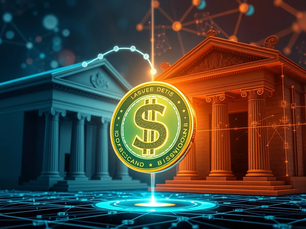 A visual representation of the groundbreaking US-compliant stablecoin, USDtb, bridging traditional finance with digital innovation.