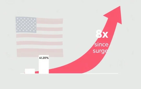 A bar chart illustrating low US crypto adoption percentages contrasting with a significant 8x surge in cryptocurrency ownership since 2018, based on a Gallup survey.