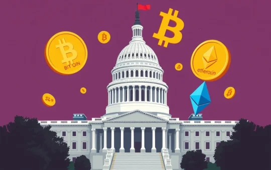 U.S. Capitol with crypto symbols representing bipartisan crypto regulation efforts