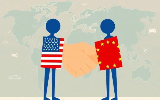 Leaders representing the US and EU shaking hands, symbolizing the crucial US-EU trade deal negotiations and efforts to reduce tariffs.