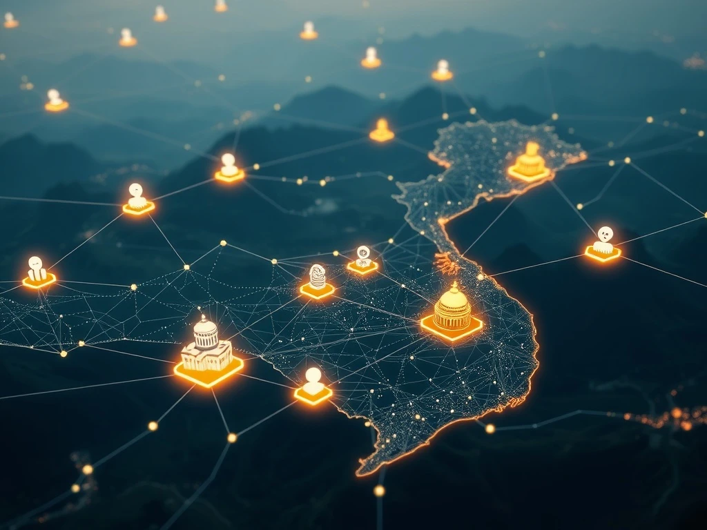 Digital representation of Vietnam's NDAChain platform, symbolizing secure digital identity and smart governance initiatives.