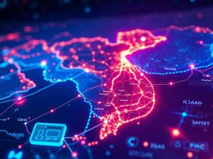 A visual representation of Vietnam's national blockchain, NDAChain, powering secure digital transactions and Web3 adoption across the nation.