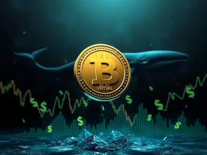 Depiction of the VIRTUAL token experiencing a sharp crypto crash, symbolizing liquidity outflows and market downturn.