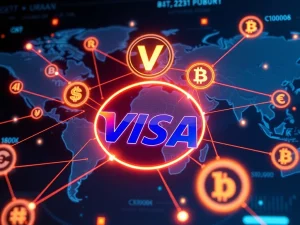 Visa's global payment network integrating stablecoins for efficient cross-border payments and digital asset transfers.
