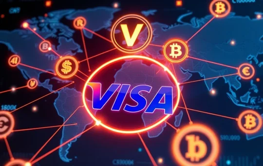 Visa's global payment network integrating stablecoins for efficient cross-border payments and digital asset transfers.