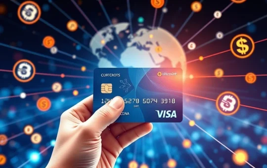 Visa's strategic integration of stablecoins for cross-border payments, symbolizing a bridge between traditional finance and blockchain technology.