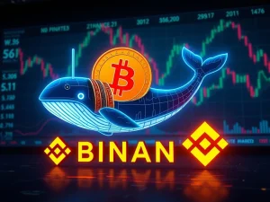 Digital whale depositing WBTC to Binance, symbolizing crucial market impact and strategic profit-taking.