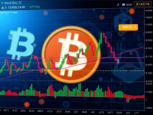 A detailed chart illustrating Wrapped Bitcoin's (WBTC) 24-hour market performance with key technical indicators for July 27, 2025.